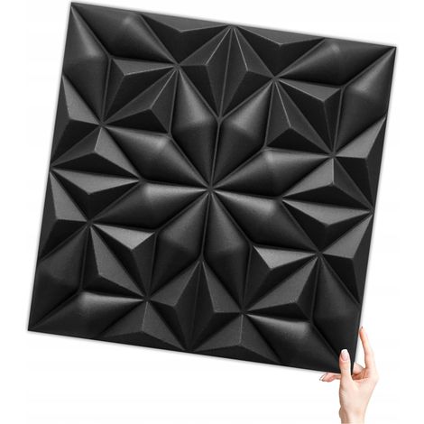 Verdico Panneaux muraux 3D Polystyrne - Noir - 50x50 Cm - 12 pices - Panneaux de plafond - 3 m2