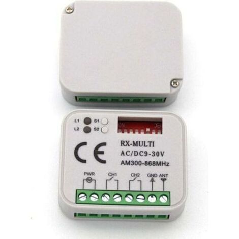 Récepteur Universel 433.92 MHz Multicode avec 3 Télécommandes, Portée 150m, Alimentation 9-30V AC/DC, Compatible Portail Garage (1/4)