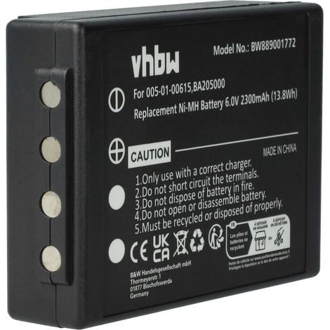 vhbw batteria compatibile con HBC Micron 6, 4 Radiocomando Industriale, Telecomando (2300mAh, 6V, NiMH) - Nero