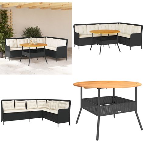 vidaXL 2-tlg. Garten-Sofagarnitur mit Auflagen Schwarz Poly Rattan (1/5)