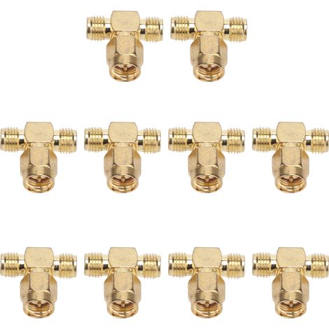 Lot de 10 adaptateurs SMA en T à large bande passante pour système GPS, connecteur coaxial SMA pour circuit imprimé. (1/5)
