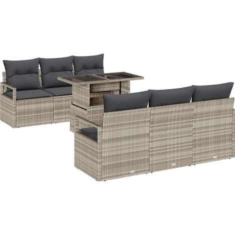 Maison Exclusive - Gartensofa-set mit Speicher 7 pcs Hellgrau Pol