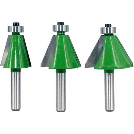 3Pcs 8mm Tige Fraise à Chanfreiner, Angle Biseautée Routeur Bits 2 Fléau 15°/22.5°/45°Chanfreinée fraise Charpente Coupe de Bord Pour Travail du Bois Forets de Menuiserie，70 cm, vert