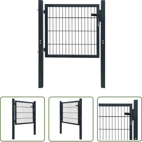 Portail de jardin - Portail de clôture 2D (simple) Gris anthracite 100x80 cm (1/5)