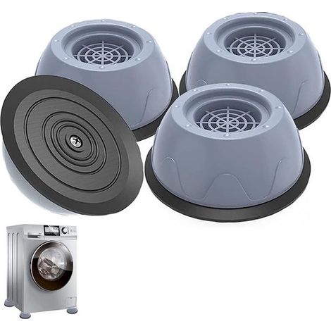 Patins anti-vibrations pour lave-linge - Lot de 4, faciles à installer, convenant également aux réfrigérateurs et aux meubles, gris (1/5)