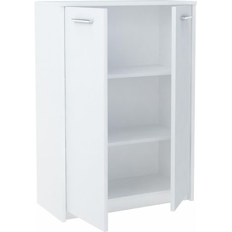 Buffet avec 2 portes Blanc - Meuble de Rangement Style contemporain - 77 x 35 x 108 cm (1/3)