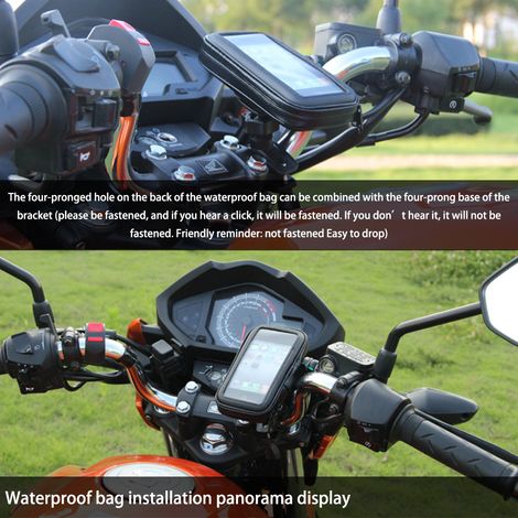 Sacoche étanche pour téléphone de moto avec sortie pour écouteurs, compatible avec le guidon de vélo. (1/3)