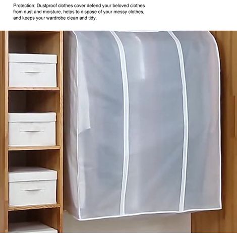 Housse anti-poussière pour vêtements 10050120 cm, housse de suspension entièrement fermée, housse transparente 3D pour manteaux, cintres, sac à poussière pour usage domestique (1/5)