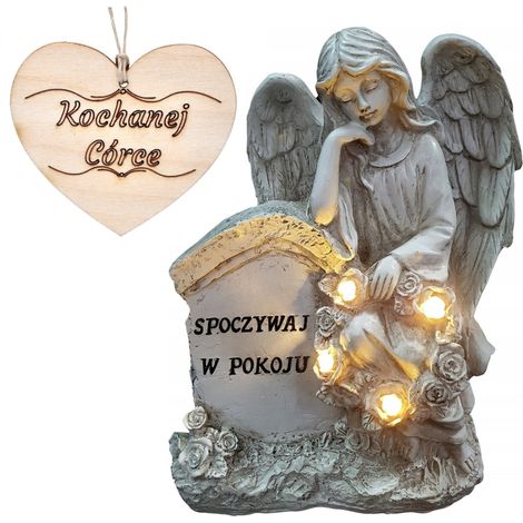 Vela del ángel de la guarda con la inscripción "Descansa en paz" para la tumba de la hija. 21,5 cm. (1/5)