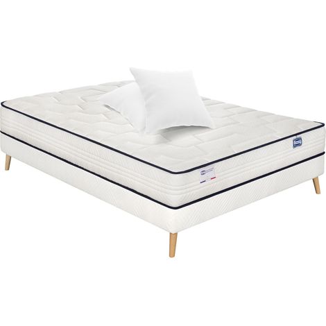 Ensemble INTEMPOREL, matelas ressorts 140x200, extra ferme H24 + sommier + 2 oreillers (1/4)
