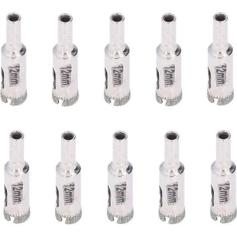 10 forets à verre de 12 mm, haute résistance à la torsion, fabrication soignée, robustes et durables, pour carrelage. (1/5)