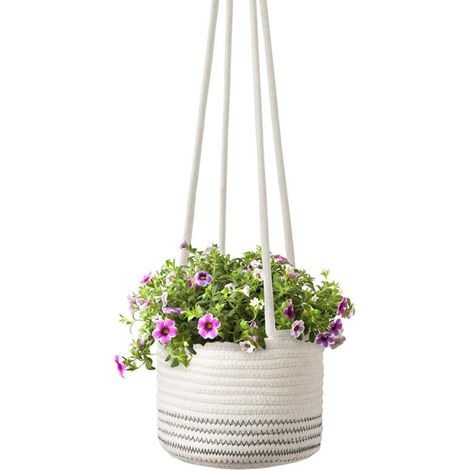 Support suspendu pour pot de fleurs tressé, panier à plantes d'intérieur, support pour pot de fleurs suspendu en corde de coton, organisateur de rangement pour plantes (1/3)