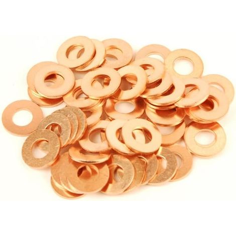 Ablassschraubendichtungen – 50 Stück – Flaches Kupfer – HDI-Dichtung 10,5 x 20 x 1,5 mm – Für Automobilmotoren – Standardabmessungen (1/2)