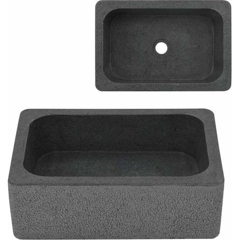 Lavabo 45 x 30 x 15 cm Pierre de rivière Noir (1/5)