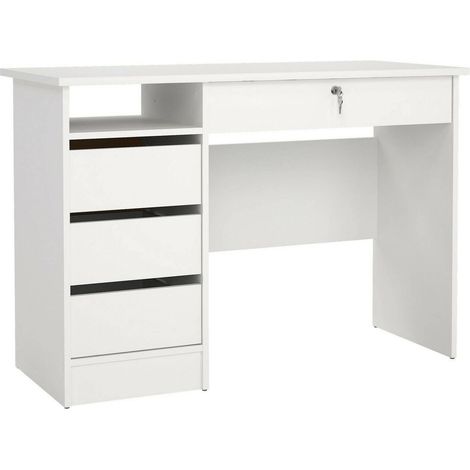 Dmora - Scrivania Eliane, Scrittoio multiuso, Tavolo per ufficio porta PC, Piano di lavoro, 109x49 h76 cm, Bianco (1/5)