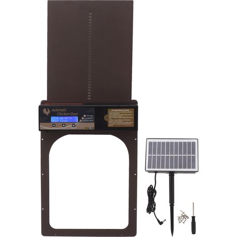 Porte Automatique pour Poulailler Solaire avec Minuterie, Aluminium Étanche IP45 pour Élevage Domestique (1/5)