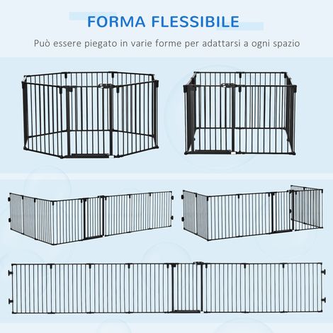 Barrière de sécurité pliable 8 panneaux noire pour chien, système de verrouillage automatique avec fermeture intégrée (1/5)