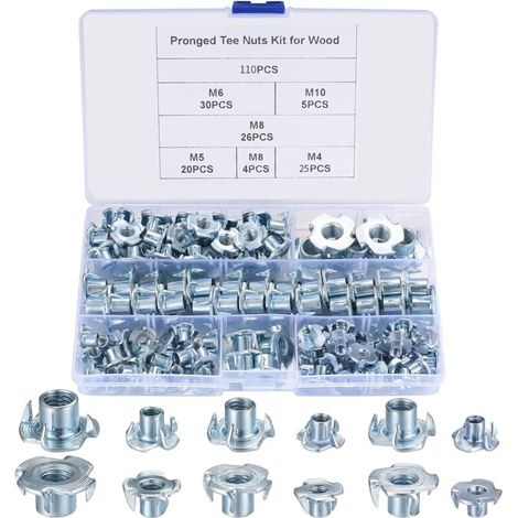 110 écrous à griffes M4 M5 M6 M8 M10, inserts filetés à quatre broches (1/5)