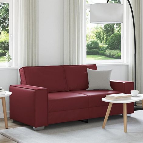 2-Sitzer Sofa Kunstleder Weinrot 140 cm für Wohnzimmer & Büro (1/5)