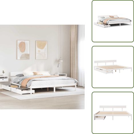 Massivholzbett ohne Matratze Weiß 180x200 cm Kiefernholz - Bettrahmen - Bettgestell - Schlafzimmerbett - Doppelbett (1/5)