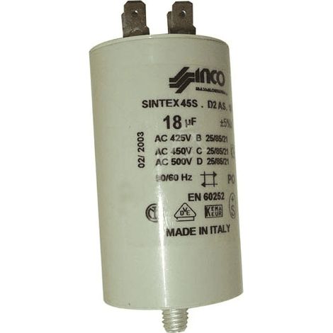 Condensateur Permanent 18µf 450v   490364 Pour LAVE LINGE (1/3)