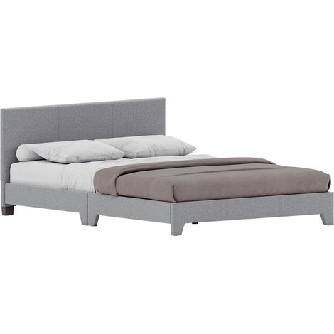Victoria 5ft King Size Fabric Bed Frame, 150 x 200 cm, Light-Grey-Linen