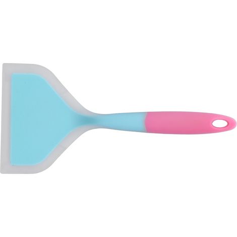 Kochspatel, transparent, zweifarbig, Silikon, breite Öffnung, Bratspatel, Pfannkuchenspatel, Pfannenwender für die heimische Küche (blauer Spatelkopf) (1/5)