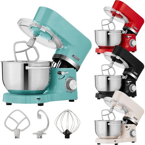 Arebos – Robot pâtissier 1500W – 2 bols en acier inoxydable 4,5L et 5,5L – 6 vitesses avec fonction d'impulsion – Agitation planétaire