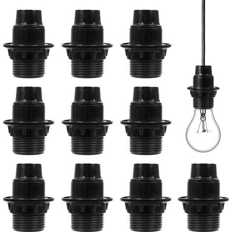10 portalámparas aptos para bombillas de rosca E14 y bombillas de bajo consumo (negro) (1/5)