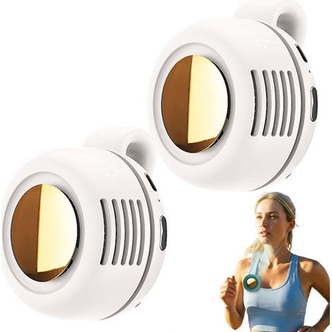 Mini ventilador portátil，ventilador de bolsa giratorio de 360°，3 velocidades de viento ajustables，viajes y uso en la oficina (blanco，2 unidades) (1/5)