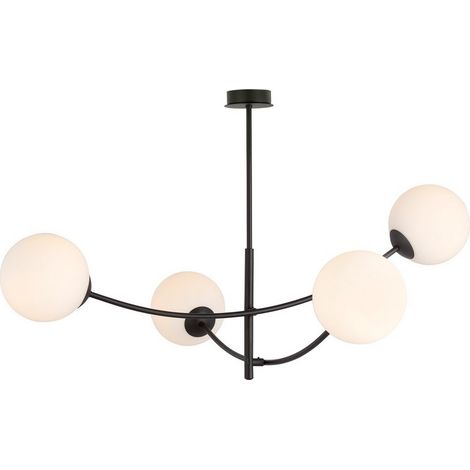 Lampada a Sospensione Hunter, Acciaio verniciato a polvere, Vetro, Nero, Bianco, 89x63x89 cm (1/5)