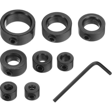 Set da 8 pezzi con manicotto gambo monoblocco (3 mm, 4 mm, 5 mm, 6 mm, 8 mm, 10 mm, 12 mm, 16 mm), manicotto di arresto di profondità in acciaio inox, manicotto di serraggio con (1/5)