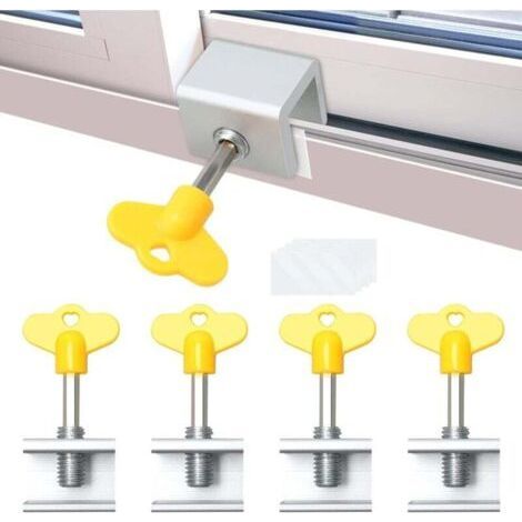 4PCS Serrures pour Fenêtres Coulissantes,Serrure Fenetre Coulissante, Bloque Porte Coulissante Verrou Fenêtre Réglable Bloque - Sécurité Renforcée en Alliage d'Aluminium pour Vos Fenêtres (1/4)