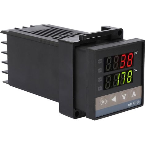 Thermostat numérique PID à LED REX C100 avec alarme, plage de température de 0 °C à 1300 °C, compatible 110 V et 240 V CA. (1/5)