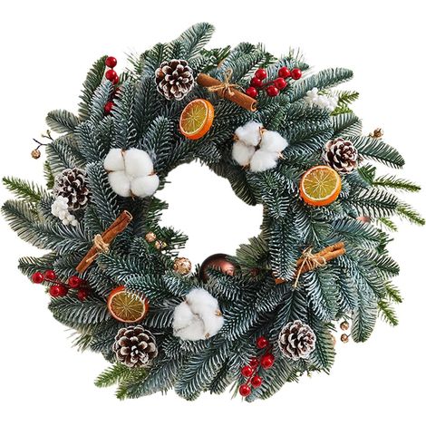 Couronnes de Noël pour Porte d'Entrée Guirlande De Fêtes Décoration Murale Couronne De Noël Pour Porte Pour Extérieur Pour Porche Garage Fenêtre Maison Mariage Cheminée (1/5)