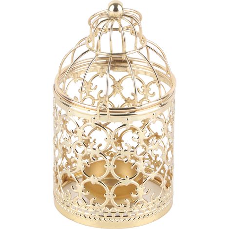 Bougeoir vintage en forme de cage à oiseaux, décoration pour cadeaux, maison, événements, mariages, doré (1/5)