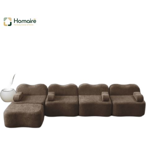 Canapé modulable en velours marron avec accoudoirs 384 x 167 x 70 cm HOMAIRE (1/5)