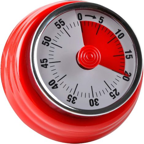 (Red)Kitchen Timer Reminder Manage Timers 360 Degree Rotating Mechanical Timer Cooking Countdown Alarm Clock Magnetic Refrigerator Timer for Cooking, Learning