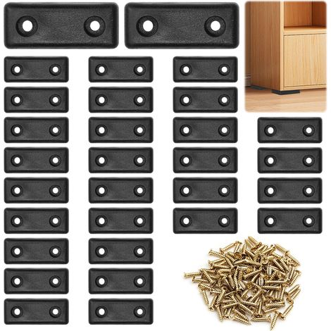 Lot de 30 patins de meubles en plastique - 50 x 20 x 10 mm - Avec vis - Patins de chaise à visser - Mini pieds de meubles pour armoires, buffets, commodes et étagères (1/5)