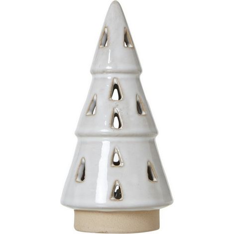 Small Cut-Out Tree with Led Lights - Ceramic - L7 x W7 x H15 cm - White