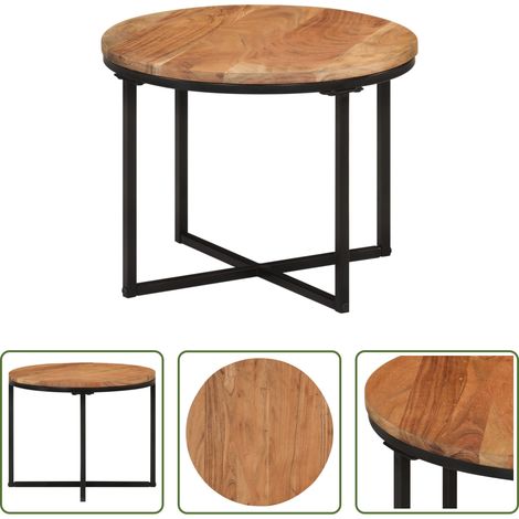 Table basse élégante - Table basse 45x45x35 cm bois massif acacia et fer (1/5)
