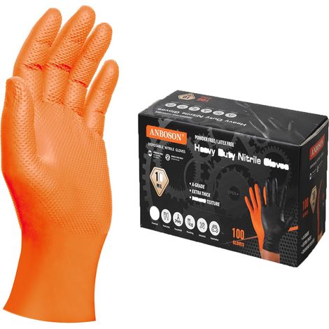 Gants jetables en nitrile épais, 100 pièces/boîte, gants pour machines industrielles lourdes (L) (1/5)