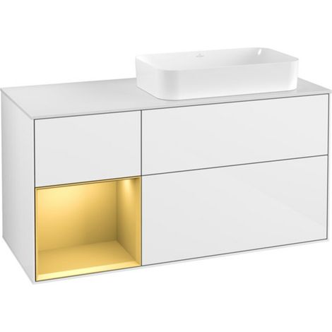 V&B Waschtischunterschrank Wandbeleuchtung Finion 120cm, Pl w m, Reg li gol m, glo wh. Lac (1/2)