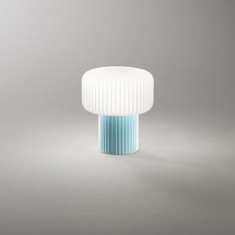 Lumetto Moderno Otty Ceramica Azzurro Vetro 1 Luce G9 Ip20