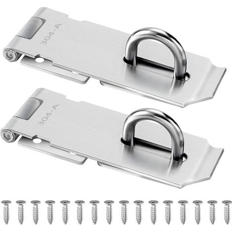 2x Edelstahl Haspe Riegelverschluss 10cm mit Schrauben für Vorhängeschloss
