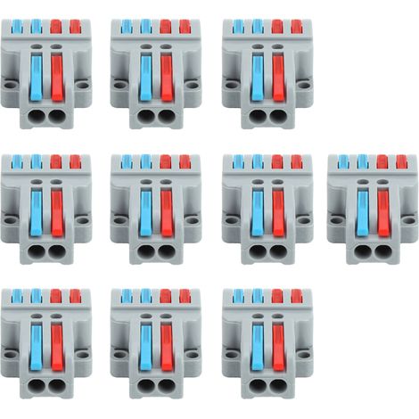 Connecteur rapide 10 pièces, borne de jonction 2 entrées 4 sorties, fil électrique coloré LT-422, connecteur sans soudure (1/5)