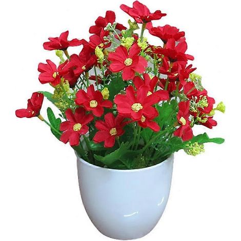 Décoration artisanale pour jardin, fête, maison, Noël ou autres occasions spéciales, idéale pour les soins du corps et le bricolage. Fleur artificielle en pot (1 pièce)rouge (1/5)
