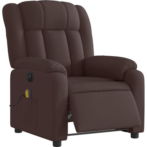 Sillón reclinable de masaje eléctrico tela marrón oscuro vidaXL