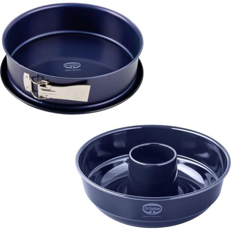moule à charnière 26 cm étanche, savarin moule cheminée, acier bleu (1/4)