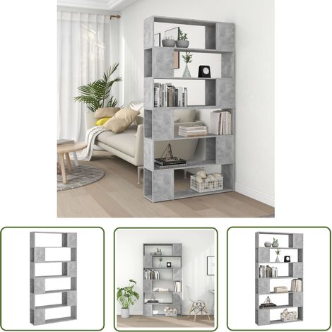 Bibliothèque, Étagère de Rangement, Séparateur de pièce, Meuble pour Dossier Gris béton 100x24x188 cm AXZ72637 (1/5)